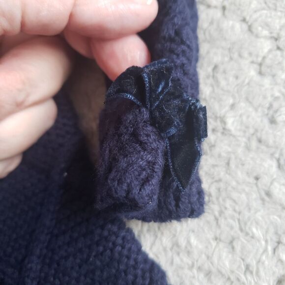 Tahari Baby Navy Sweater Dress w/Fur Collar Sz. 6-9 Months Portraits/Party - Picture 2 of 6